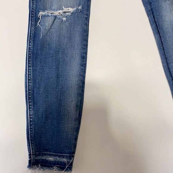 Madewell Raw Hem Distressed 9" High-Rise Skinny Stretch Jeans Medium Wash 27 - Picture 11 of 16